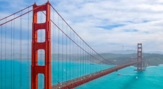 Golden,Gate,Bridge,In,San,Francisco,California.,San,Francisco,Skyline